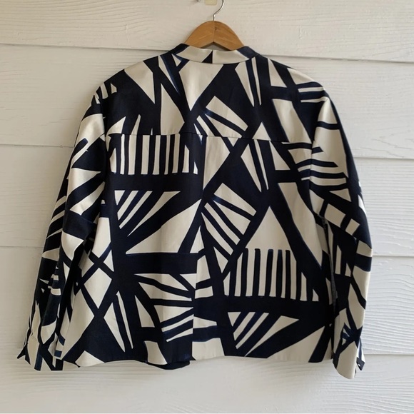 Lafayette 148 New York Blue Cream Blazer Jacket M One Button Cotton Blend - Picture 6 of 10